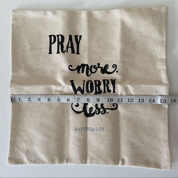Pray More Worry Less Canvas Accent Pillow Cover - Picture 7 of 7